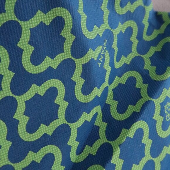 OrYany Leather Cotton Hand Bag Purse Silver Tone Hardware Green Pattern Lining - Picture 8 of 15